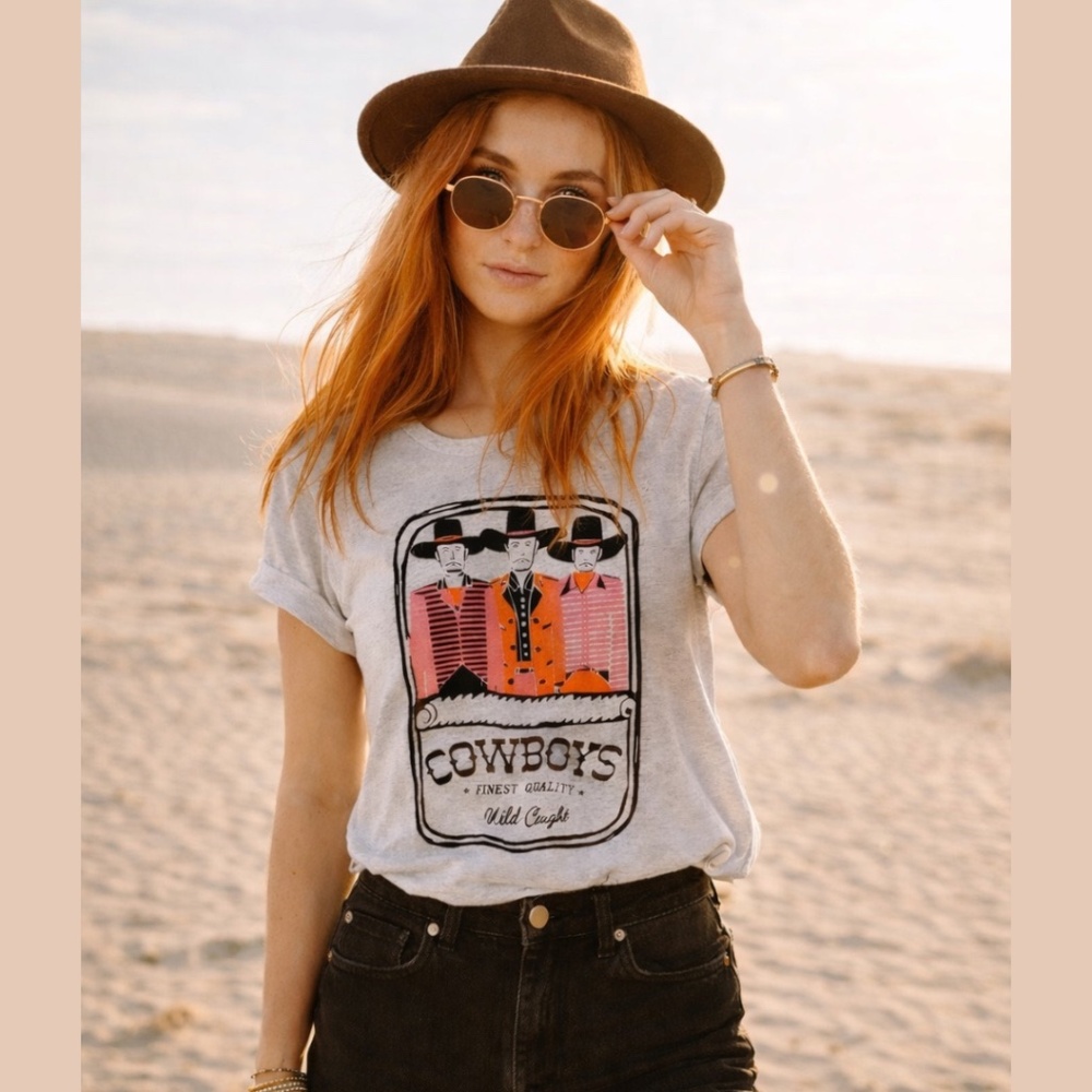 Vintage‎ Western Retro Graphic Tee, Can O' Cowboys Tee NWOT  Style Size Small